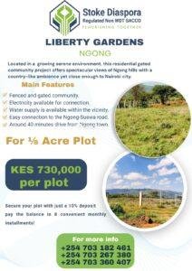 1/8 Acre Plots for Sale at Liberty Gardens, Ngong
