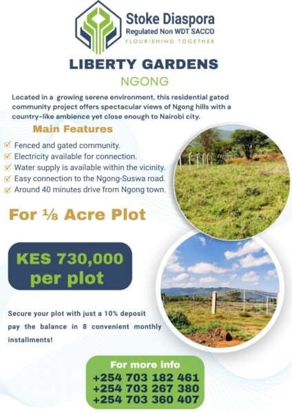 1/8 Acre Plots for Sale at Liberty Gardens, Ngong